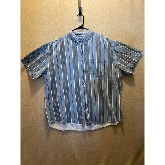 Faded Glory Shirt Men's 2XL Blue Striped Button Down - Picture 1 of 12